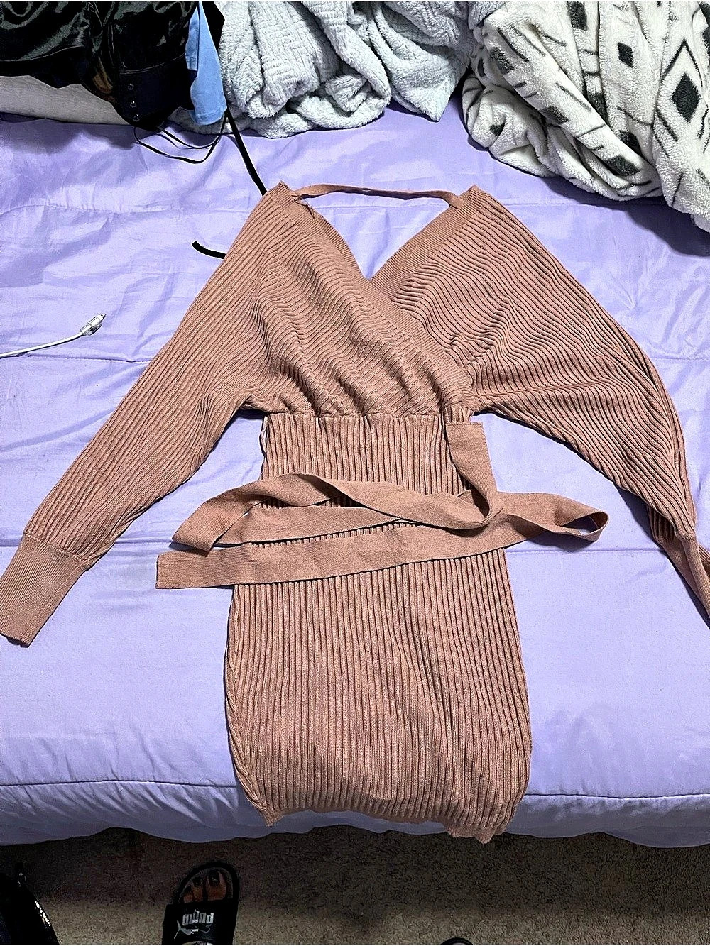 FASHION NOVA Just Between Us Sweater Dress Brown Size Small